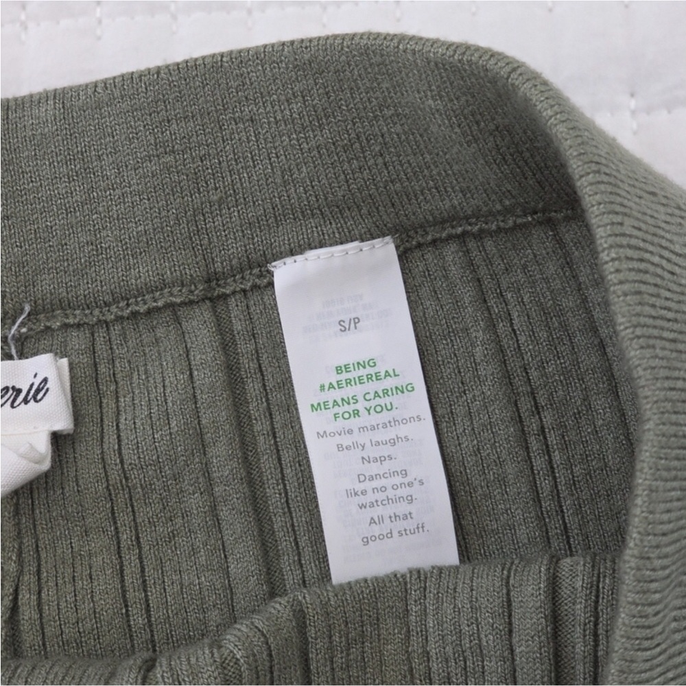 Aerie ribbed wide-leg pants in sage green Size S/P EUC - Picture 9 of 10